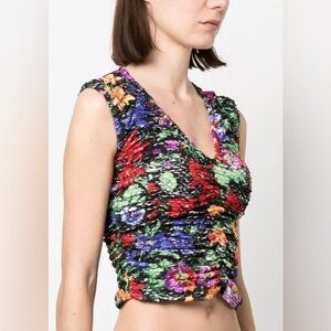 Collina Strada Floral-Print Ruched Vest Top Size Small